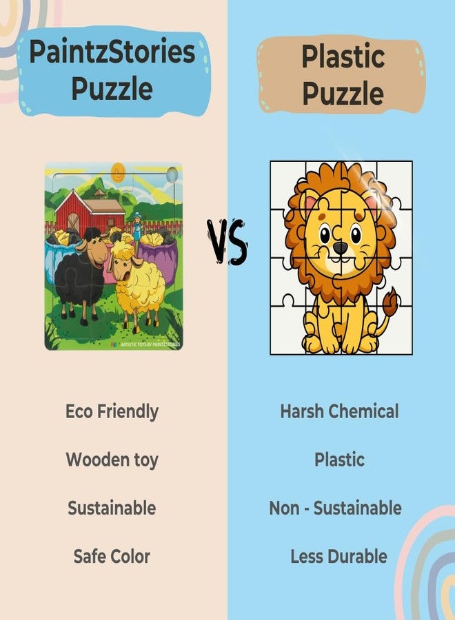PAINTZSTORIES لعبة خشبية فنية من PAINTZSTORIES، تتضمن قصصًا وحكايات | ألغاز فنية وثقافية عالمية | مجموعة من 4 ألغاز تركيب الصور | مناسبة للأطفال من عمر 3 سنوات فما فوق | لغز تعليمي للأطفال | لغز حيوانات خشبي | الحجم: 6 × 6 بوصة - Image 4